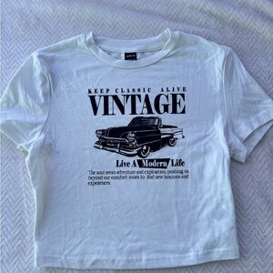 SHEIN White Vintage Graphic Crop Top